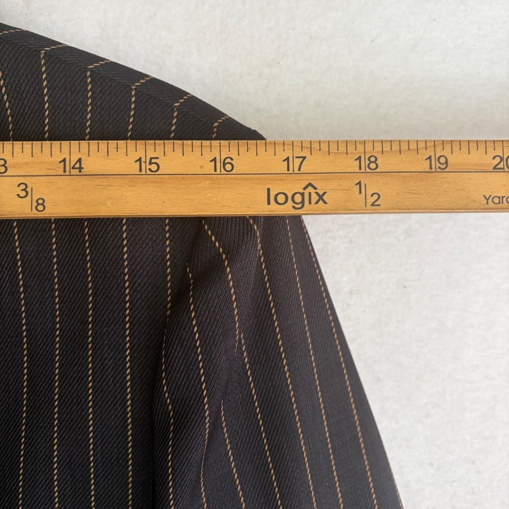 Sandro Paris Pinstripe Blazer Women 38/6 Navy Gold Single Button V7238H - Picture 10 of 13